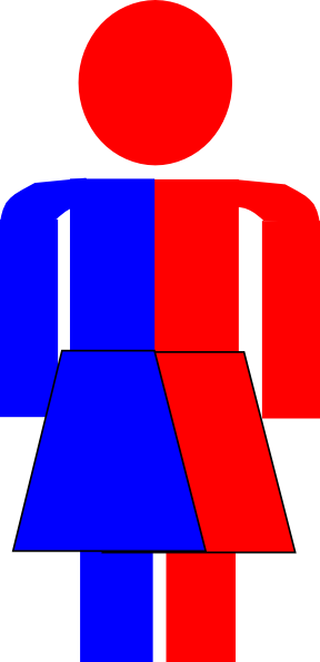 Half Blue Half Red Stick Figure Woman clip art - vector clip art ...