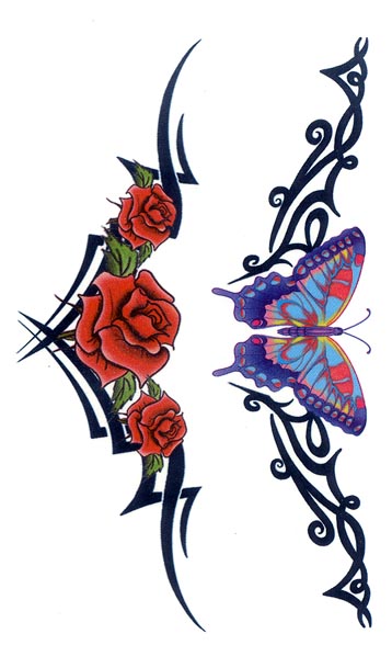 Of Temporary Tattoos Tribal Butterfly Rose Armband - Free Download ...