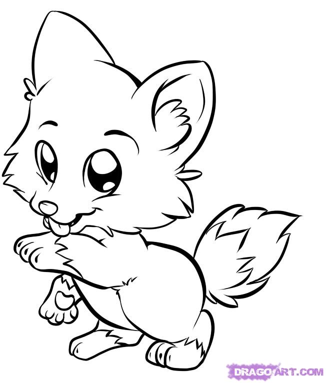 How to Draw a Cute Wolf, Step by Step, forest animals, Animals ...
