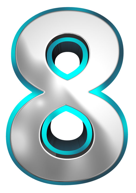 Metallic and Blue Number Eight PNG Clipart Image