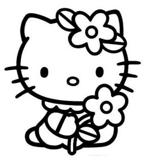 Hello kitty clipart black and white