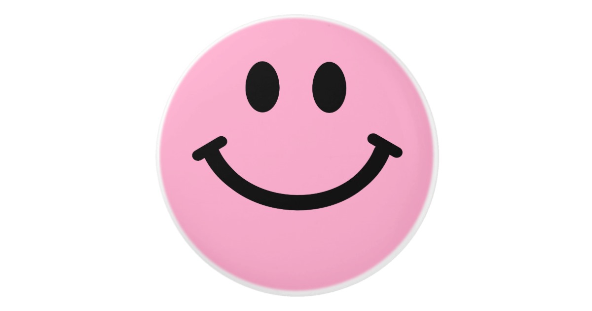 Pink Happy Smiley Face Ceramic Knob | Zazzle