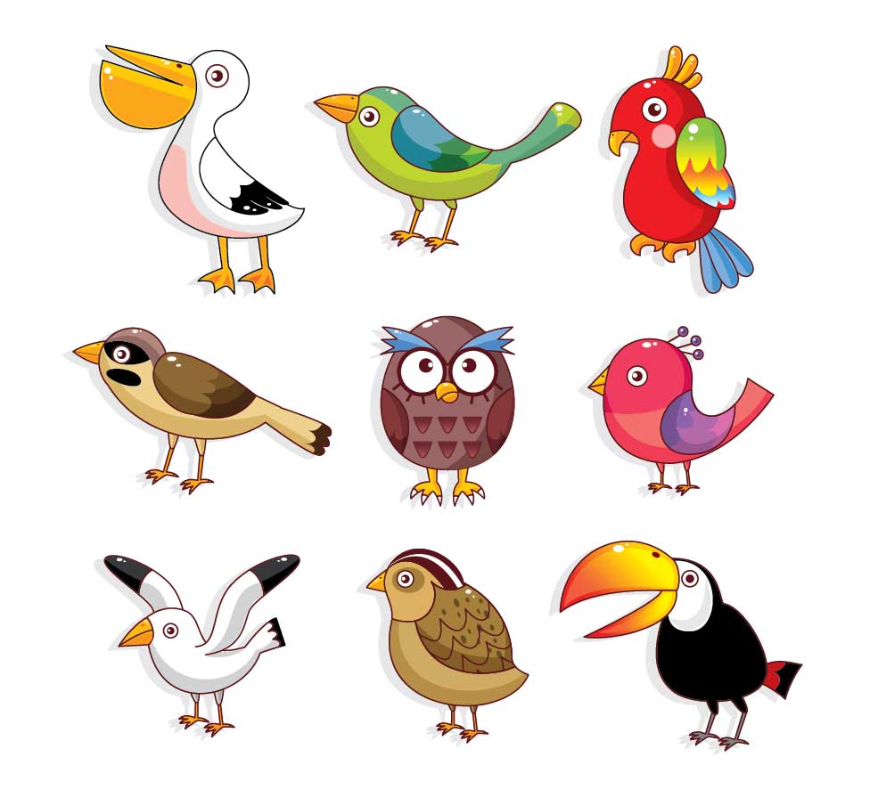 Cartoon cute bird vector-2 | Download Free Vectors