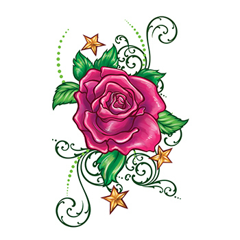 Flirty Rose with Stars Temporary Tattoo - USimprints