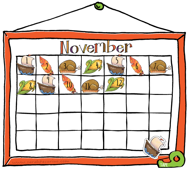 Sarah Pecorino Illustration: Clip Art Set: November Calendar Icons