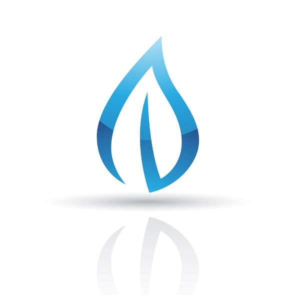 blue glossy abstract leaf logo icon | Cidepix