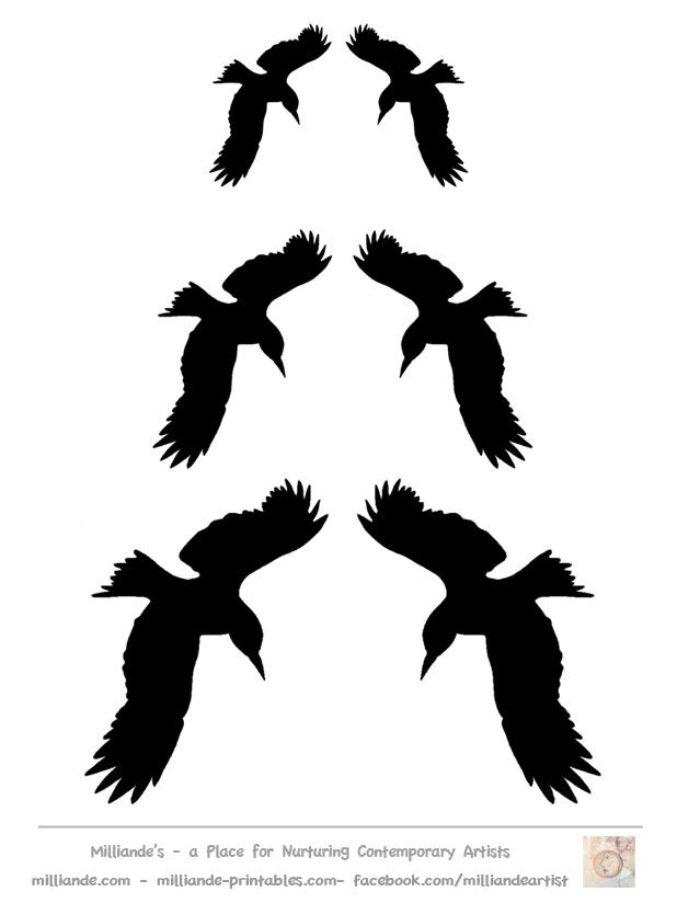 Crow Silhouette Template collection,Printable Crow Stencils & Crow ...