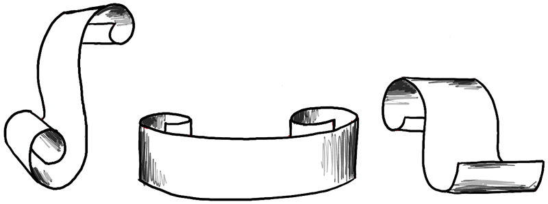 How to Draw Paper Curls or Curled Paper Scrolls or Banners in Easy ...