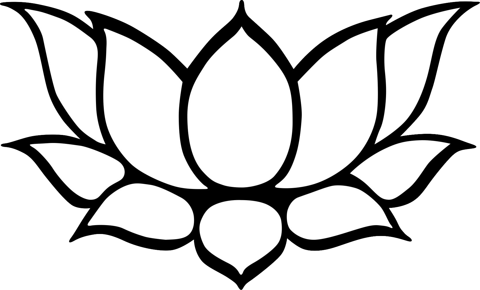Lotus flower black and white clipart