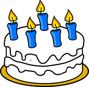 Birthday Cake With Blue Lit Candles clip art - vector clip art ...