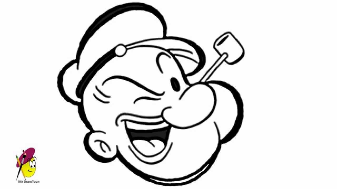 Popeye the sailor man - Easy Drawing - how to draw popeye the ...
