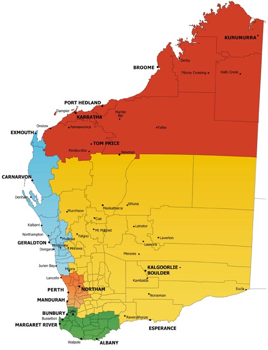 Family Travel - Holidays with Kids Destinations: Western Australia Map