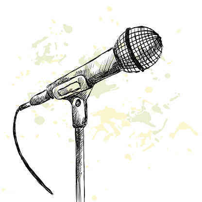 Retro Microphone Drawing Clip Art, Vector Images & Illustrations ...