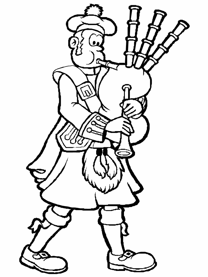 Printable Bagpiper2 Scotland Coloring Pages - Coloringpagebook.