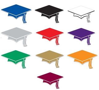 Pack of 10 Mini Grad Cap Cutouts (Choose Color)