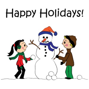 Snowman Clipart Image - Stick Kids Building a Snowman with Happy ...