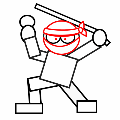 Drawing a cartoon ninja
