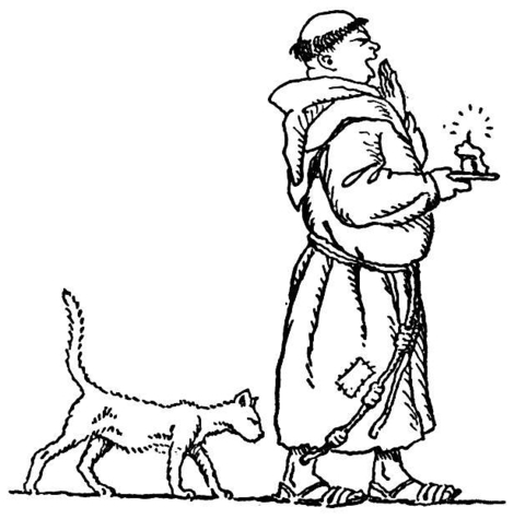 Monk With a cat coloring page | Free Printable Coloring Pages