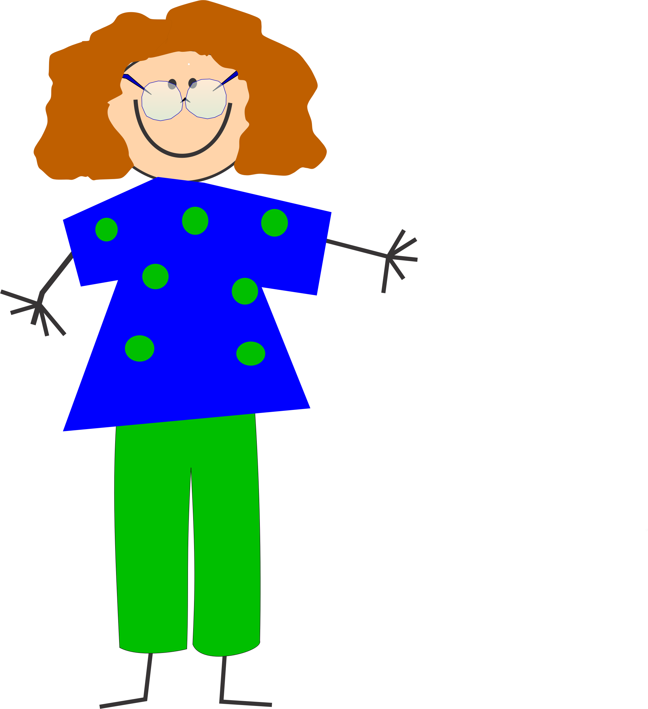 Clipart - funny cartoon lady with glasses