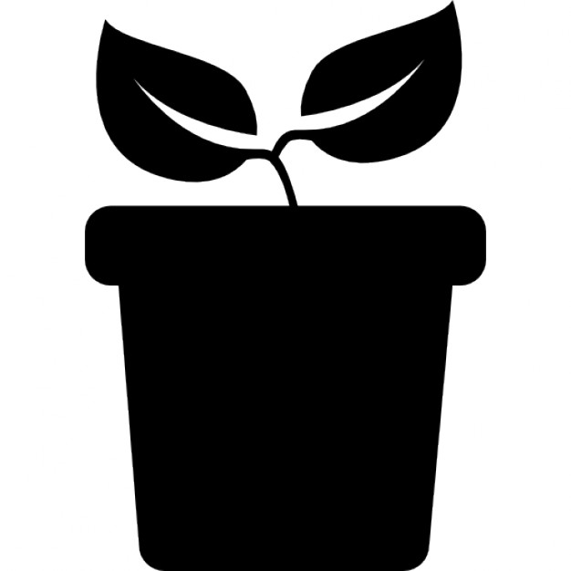 Plant with two leaves on a pot side view Icons | Free Download