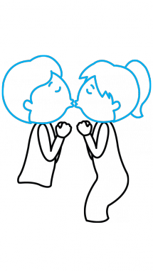 How To Draw People Kissing, Valentines Day, Easy Step-by-Step ...