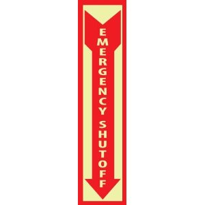 NMC GL181P Fire Sign, Legend "EMERGENCY SHUT OFF" with Down Arrow ...