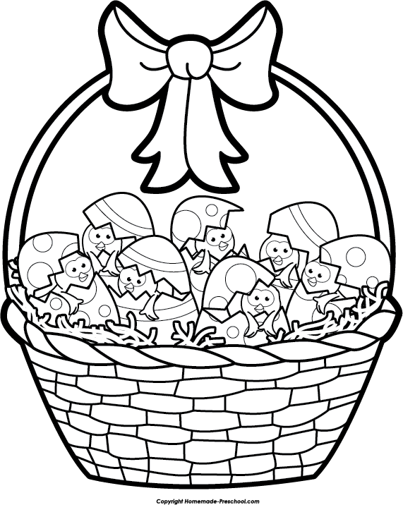 Easter Basket Clipart Black And White