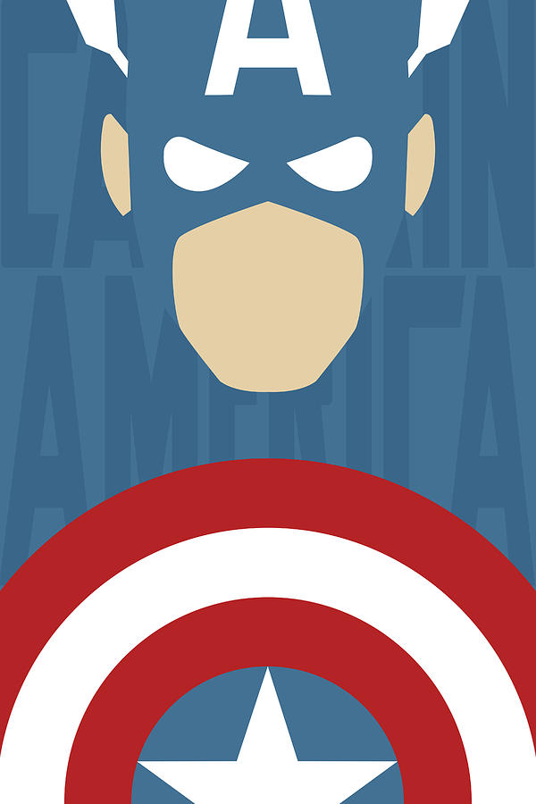 Minimal Captain America Digital Art by Manny Jasus