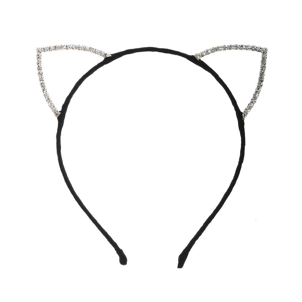 Women Girls Kids Rhinestone Cat Ear Candy Color Headband Aliceband ...