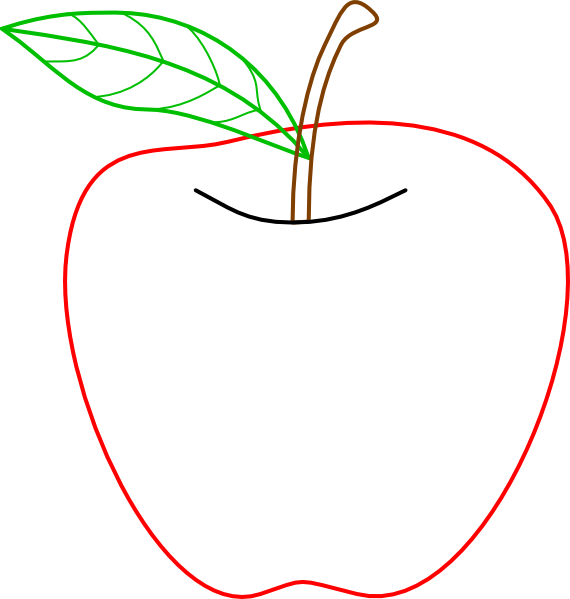 Colored Apple Outline Clip Art - vector clip art ...