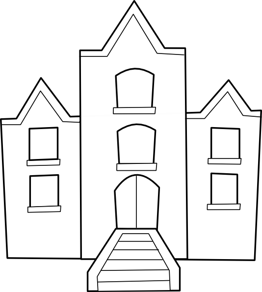 School Building SVG Downloads - Black & White - Download vector ...