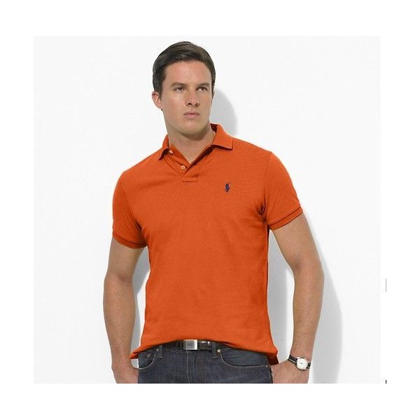 Polo Ralph Lauren Mens Mesh Polo Shirt in Orange - Polo T-shirt On ...