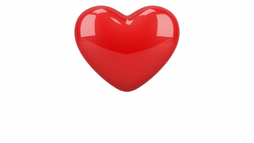 Red Glossy Heart Rotating On The White Background, 3d Animation ...