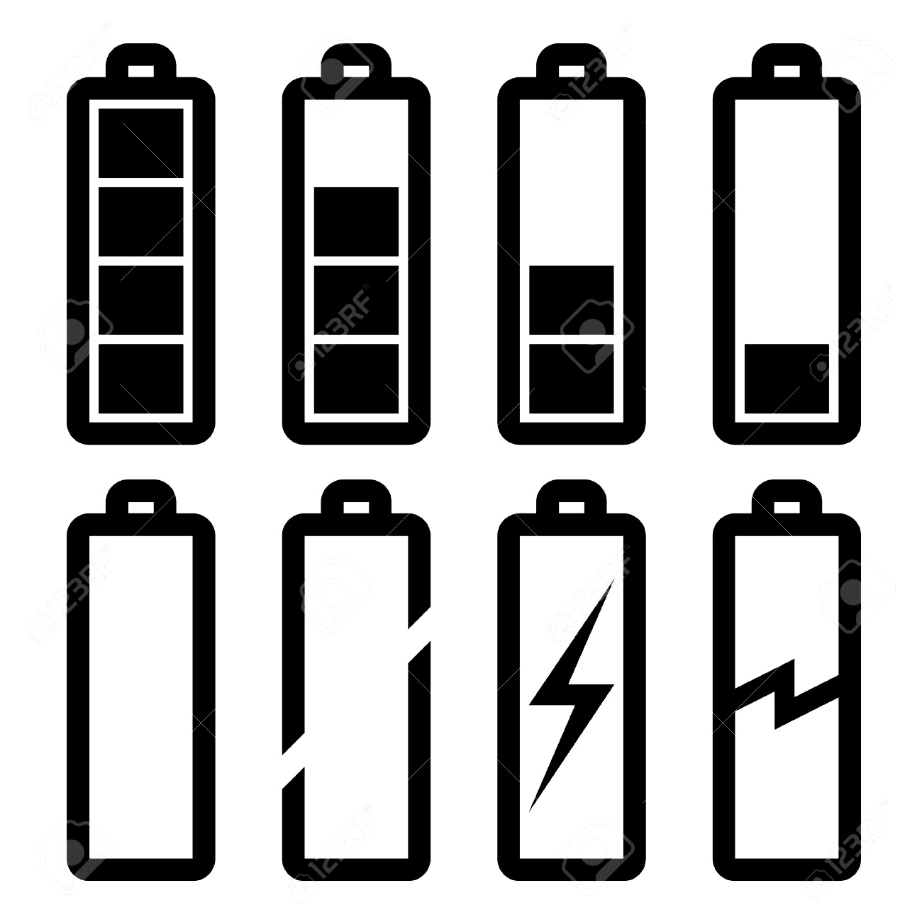 Component. symbol of a battery: Vector Symbols Of Battery Level ...