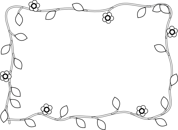 Flower Border Black & White clip art - vector clip art online ...