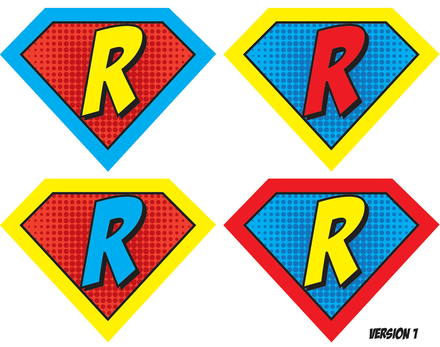 Superhero letters clipart