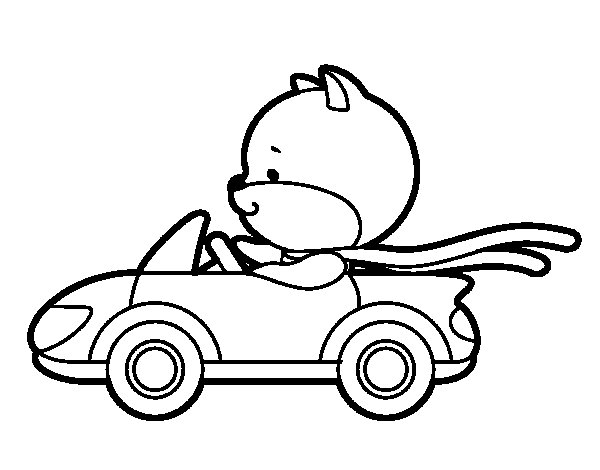 Driving cat coloring page - Coloringcrew.com