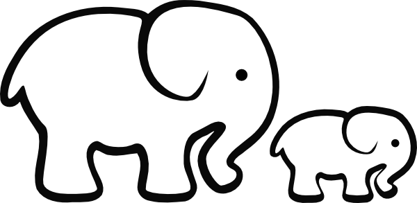 Baby elephant clipart outline