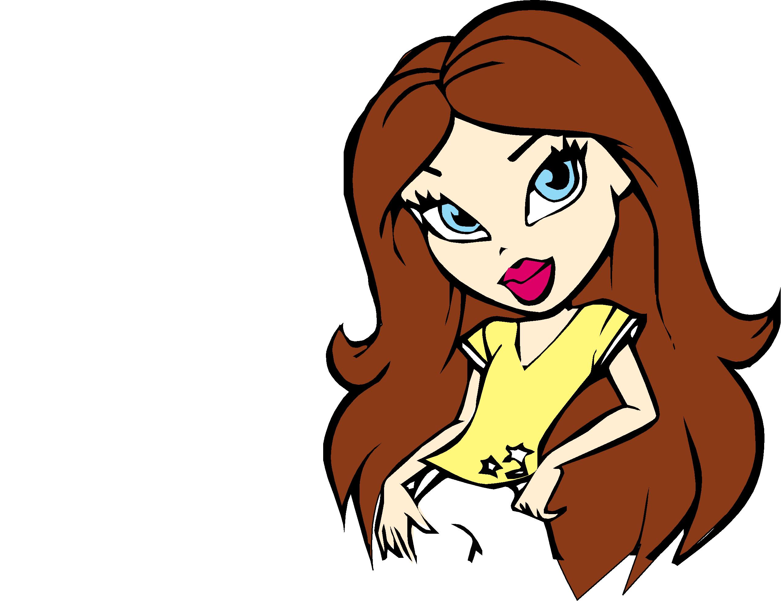 Cute Cartoon Fashionable girly girl Free Vector / 4Vector