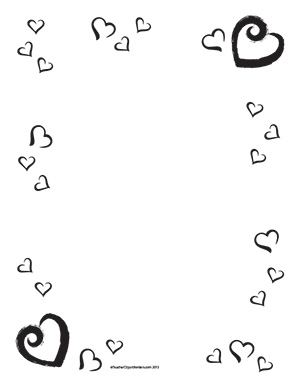 Valentine's Hearts - Portrait- Blank - Teacher Clipart Borders