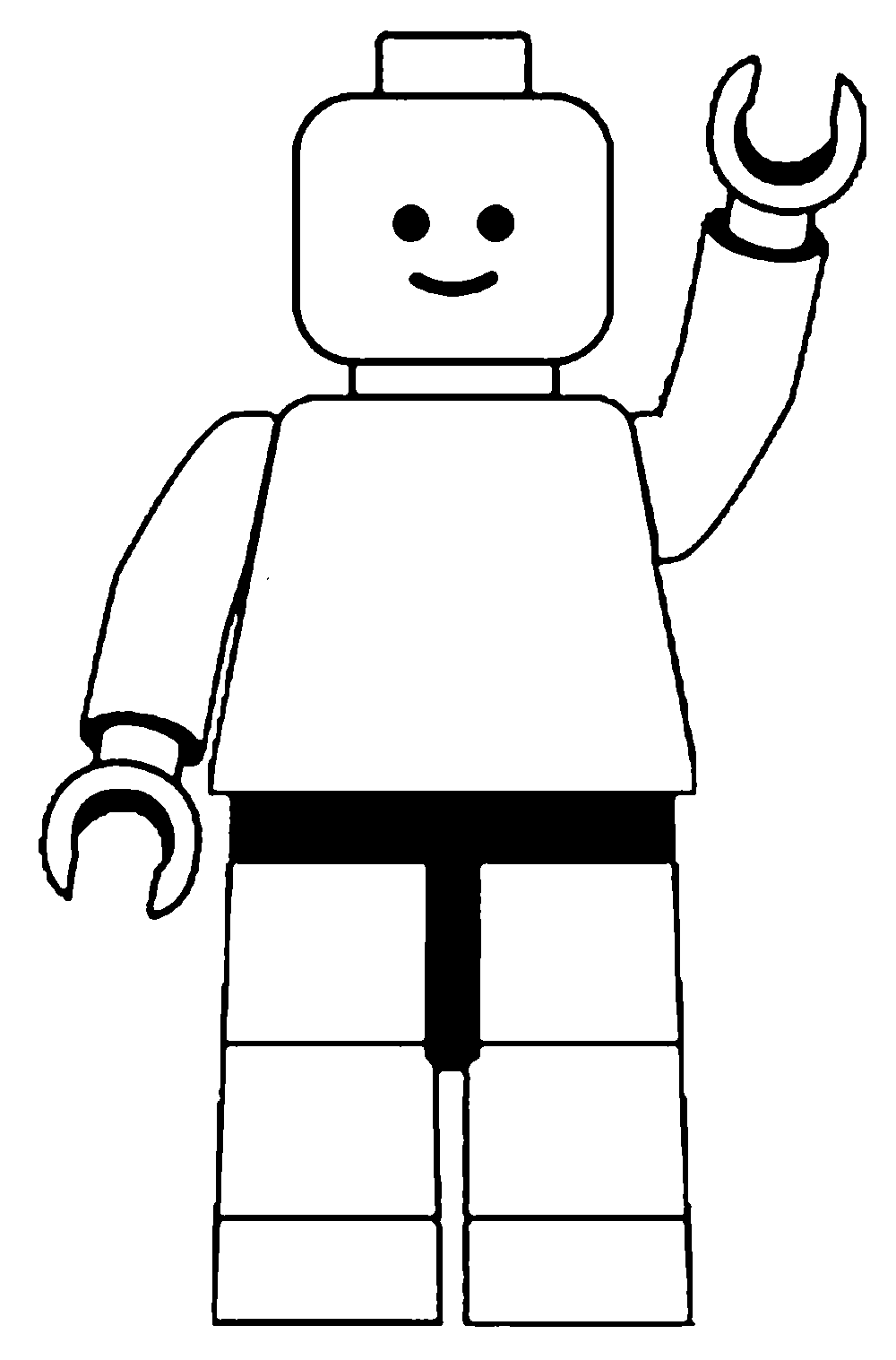 Lego man black and white clipart