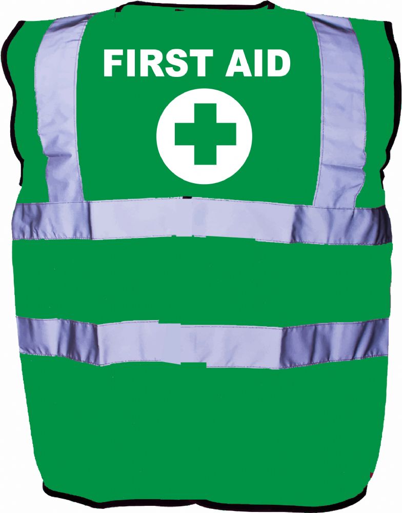 First Aid Hi Vis Reflective Safety Vest - Green