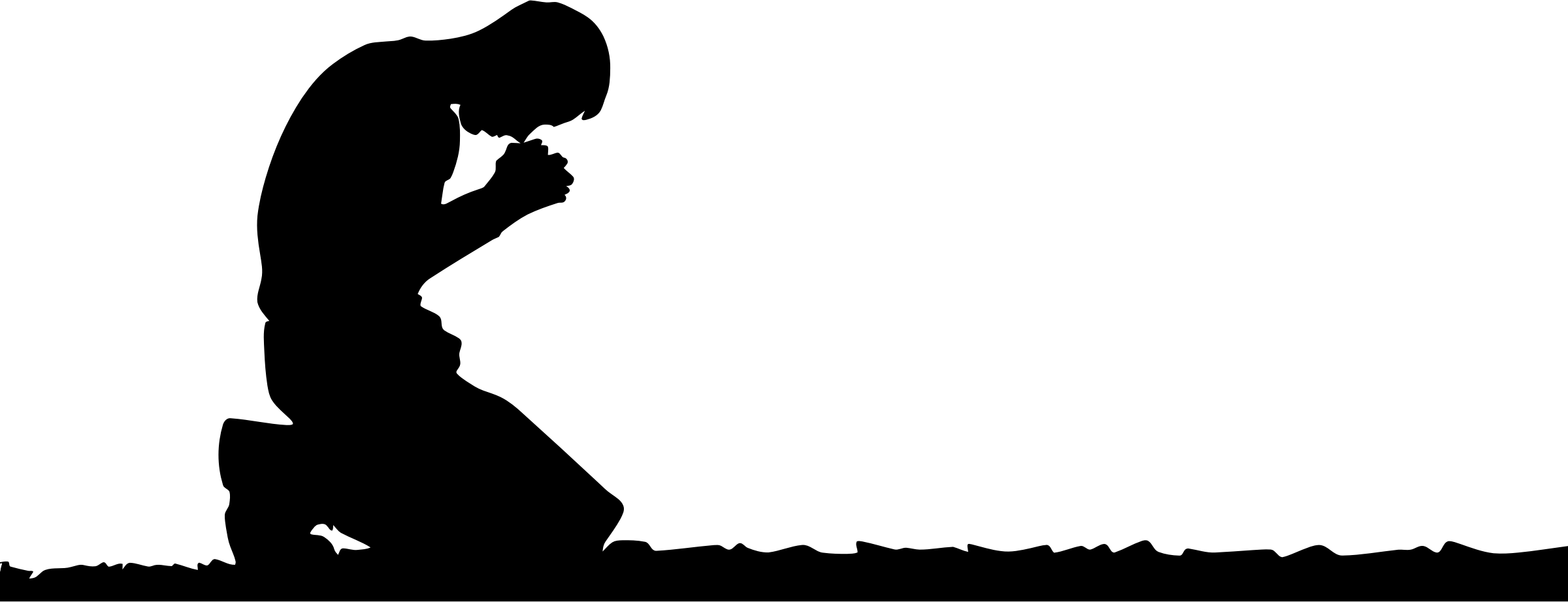 A person kneeling silhouette clipart