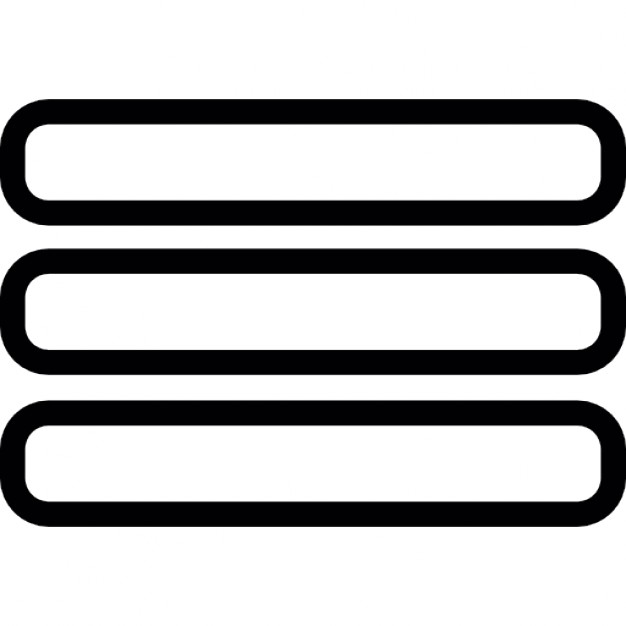 Menu, three horizontal parallel lines outline, IOS 7 interface ...