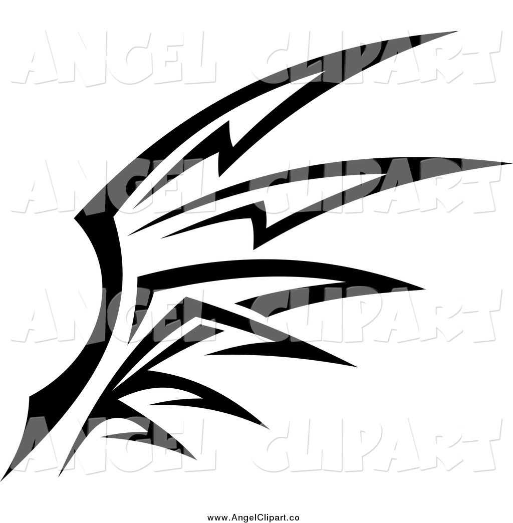 Clip Art of a Black and White Tribal Angel Wing by Seamartini ...