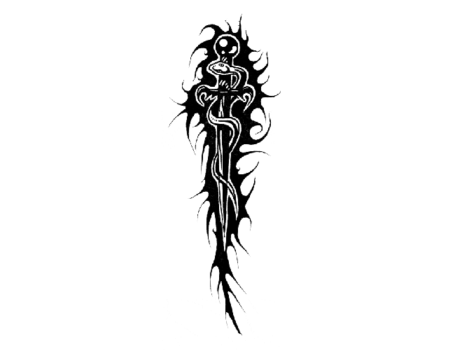 Tribal Snake On Sword Tattoo Model: Real Photo, Pictures, Images ...