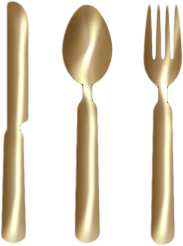 Knife Fork Spoon Gold Png Clipart by clipartcotttage