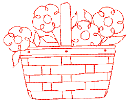 Basket Bonnets in Redwork Machine Embroidery Collection