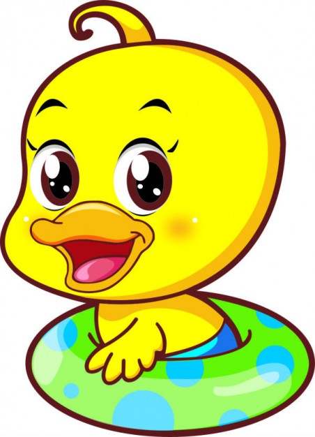 Cute duck illustration. Little yellow cartoon | Download free Vector