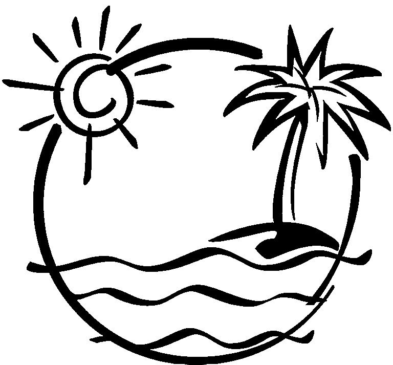 Summer Scene Black And White Clipart